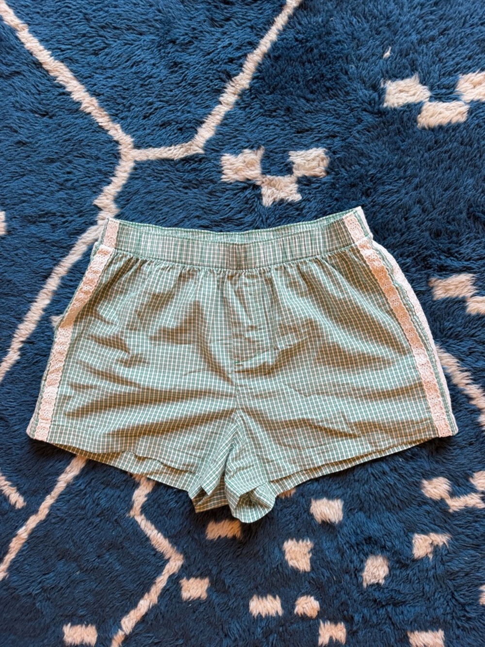 Old navy Green Gingham boxer shirt with eyelet stripes